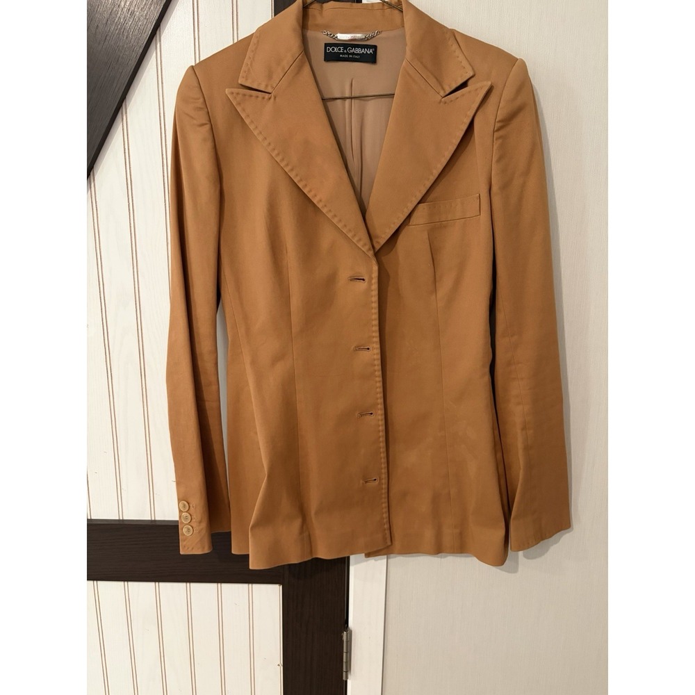 Vintage Dolce & Gabbana Suit Jacket Beige Size 44 Made in Italy DST1T UFAF